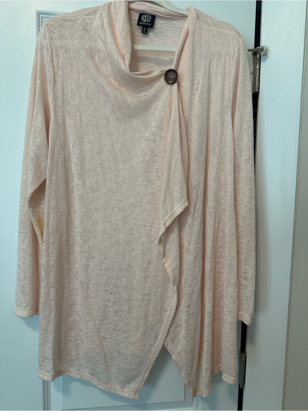 BB Dakota Blush Open Drape Cardigan with Button Accent